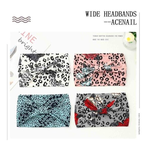 Womens Wide Headbands Knotted Turban Headband Elastic Non Slip Hairbands - Picture 2 of 8